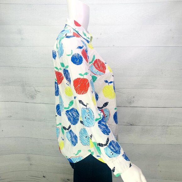 Talbots Womens Shirt Apple Multicolor Roll Tab Sleeve Button Up Petite Size Sp - Picture 7 of 13